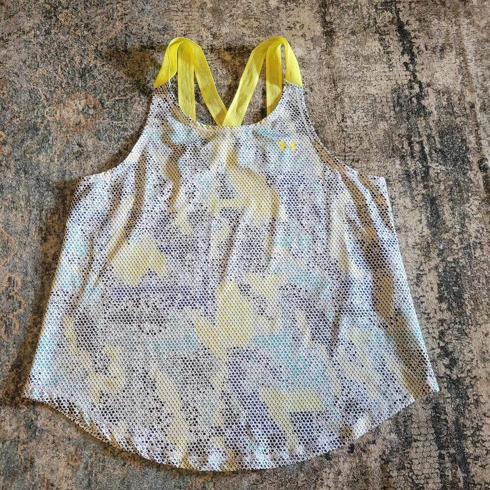Under Armour Women's Vibrant Yellow and Gray Tank Top Size M